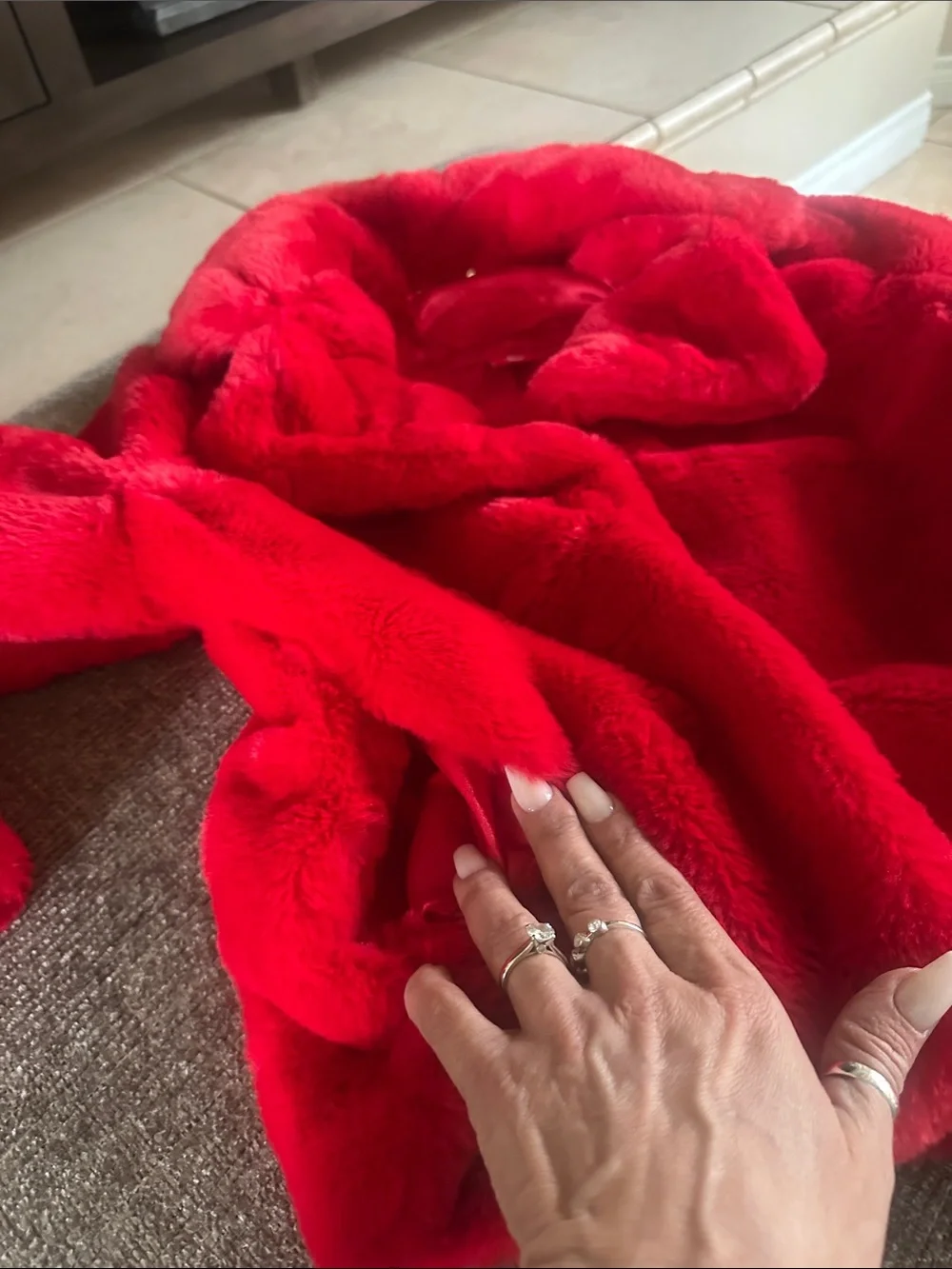 Jou Jou Bright Red Plush Teddy Coat for Kids